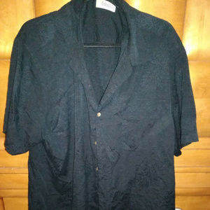 Mens Black Cubavera short sleeved silk blend shirt